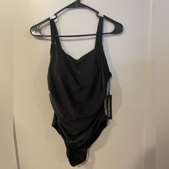 Catherine Malandrino One Piece Swimsuit with side ruching black size M NWT - Picture 3 of 5